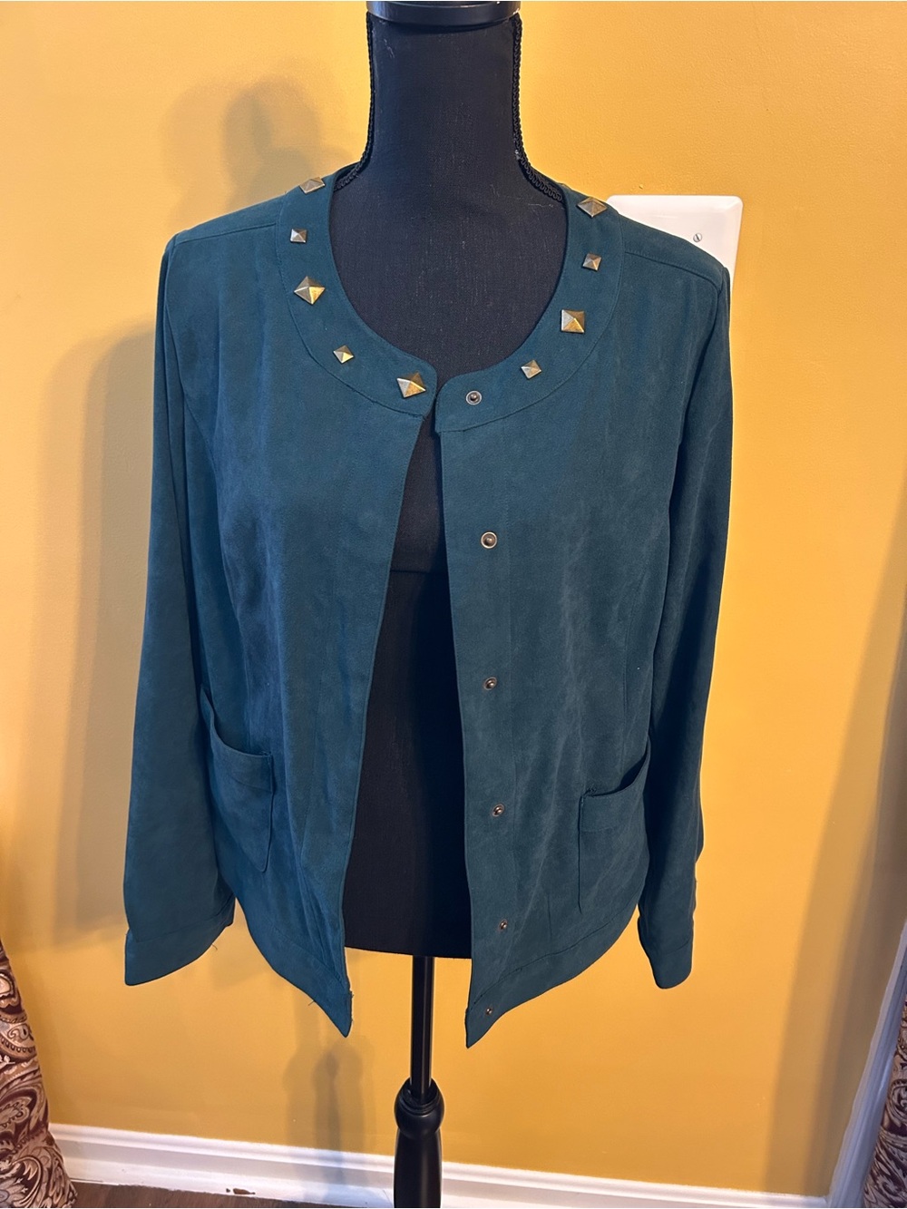 Shag Harbor Women’s Teal Studded Collar Jacket